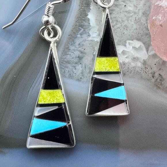 Starllie & Sheryl Edaakie Sterling Multistone Inlay Dangle Earrings For Women #8 - Picture 5 of 10